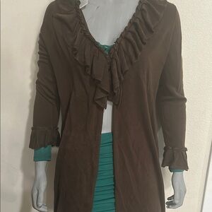 Brown Ruffled Cardigan